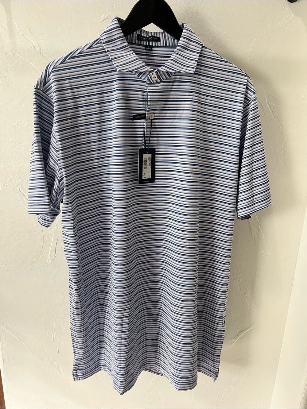 PETER MILLAR Striped Golf Polo Shirt in Blue and White - Classic Men’s Polo